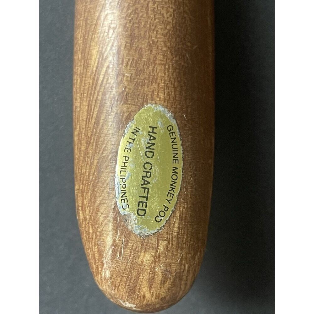 Vintage Hand Made Monkey Pod Wood Salad Serving Spoons 12” Made In Philippines - Picture 3 of 6
